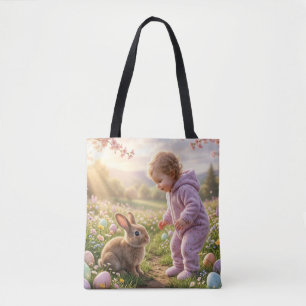 Süßer Osterhase und Kind Tasche
