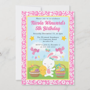 Süßer Osterhase und Küken Frühling Kinder Geburtst Einladung