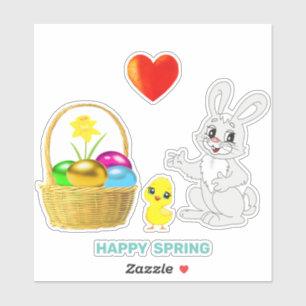 Süßer Osterhase und Ostereier Aufkleber