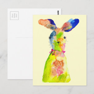 Süßer Osterhase Wasserfarben Kunst Postkarte