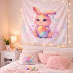 Süßer Osterhasen-Wandteppich – Pastell-Ästhetik-Wa Wandteppich