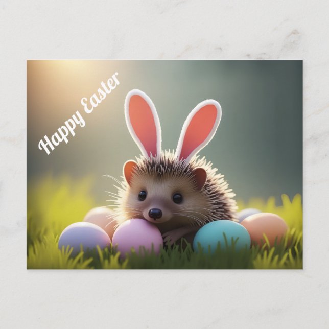 Süßer Osterigel mit farbigen Eiern Postkarte (Vorderseite)