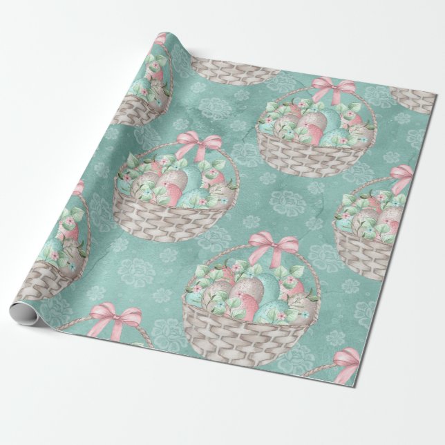 Süßer Osterkorb Geschenkpapier (Ungerollt)
