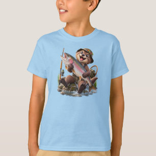 Süßer Otter beim Fischen – Lustiger großer Fang T-Shirt