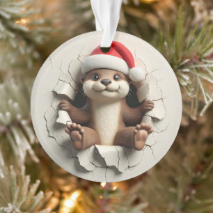 Süßer Otter-Doppel-Weihnachtsschmuck Ornament
