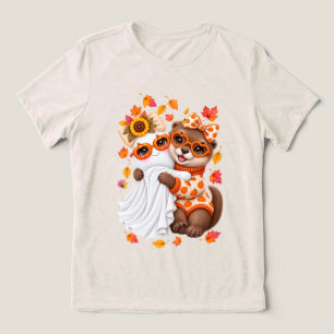 Süßer Otter-Geist Halloween Herbst Tri-Blend Shirt