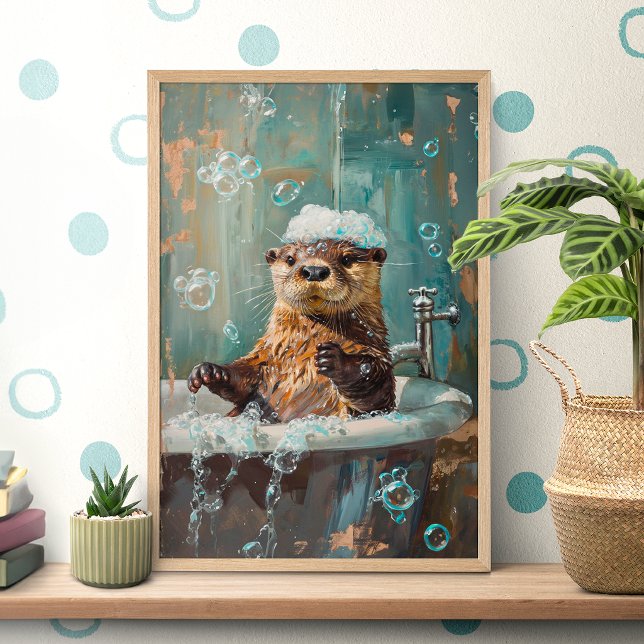 Süßer Otter im Badeblasen Poster (Von Creator hochgeladen)