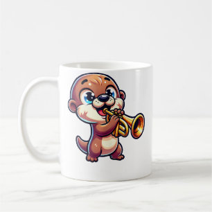 Süßer Otter spielt Trompetenmusik Liebe Kaffeetasse