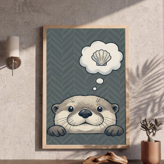 Süßer Otter träumt von Muschel-Nursery-Art-Poster Poster