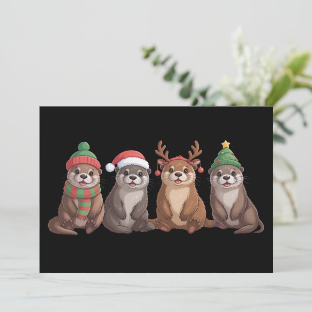 Süßer Otter Weihnachten Lustige Weihnachtslichter  (Stehend Vorderseite)