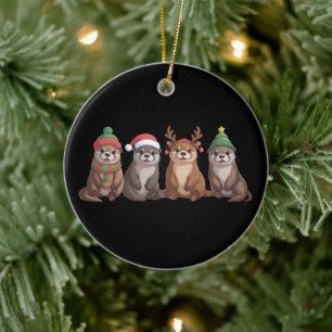 Süßer Otter Weihnachten Lustige Xmas Lichter Tier  Keramik Ornament