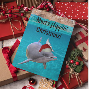 Süßer Ozean-Delfin Weihnachten Santa  Karte