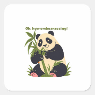 Süßer Panda-Aufkleber – Adorabler Kawaii-Panda-Tie Quadratischer Aufkleber