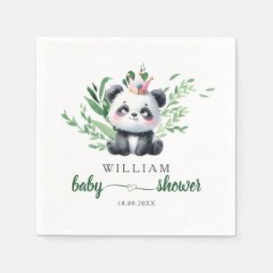 Süßer Panda-Bär Baby Shower Wasserfarbe Grünpflanz Serviette