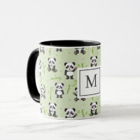 Süßer Panda-Bär-Bambus-Kawaii-Tiere-Monogramm