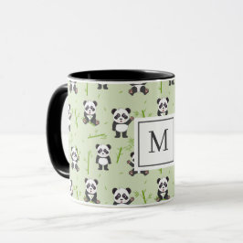 Süßer Panda-Bär-Bambus-Kawaii-Tiere-Monogramm Tasse