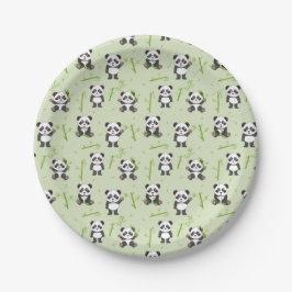 Süßer Panda-Bär-Bambus-Kawaii-Tiermuster Pappteller