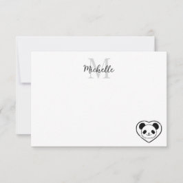 Süßer Panda-Bär Cartoon personalisiertes Monogramm Mitteilungskarte