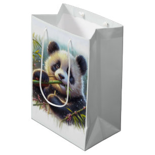 Süßer Panda-Bär, der Bambus isst Mittlere Geschenktüte
