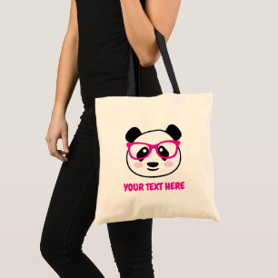 Süßer Panda-Bärentrickfilm mit rosa Brille Tragetasche