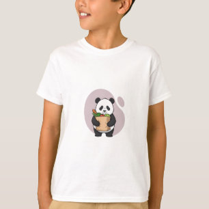 Süßer Panda beim Einkaufen für Kinder T-Shirt