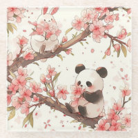 Süßer Panda & Bunny Kirschblüten Untersetzer | Kaw