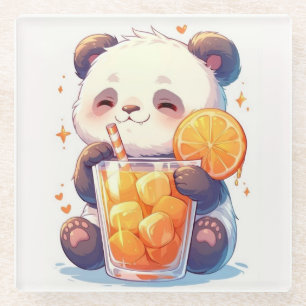Süßer Panda, der Orangensaft trinkt Untersetzer