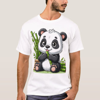 Süßer Panda, der Zuckerrohr isst | Niedlicher Baby T-Shirt