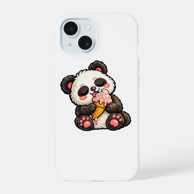Süßer Panda-Eiscreme iPhone 15 Hülle (Rückseite)