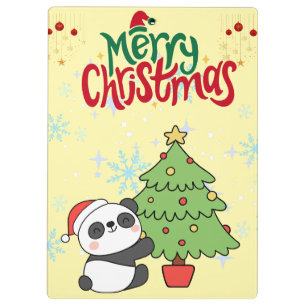 süßer Panda frohe Weihnachten Clipboard Klemmbrett