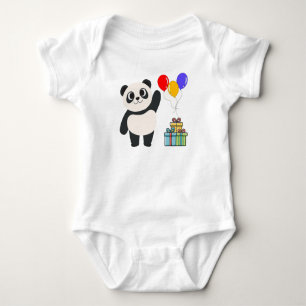 Süßer Panda-Geburtstags-Baby-Stoff mit Ballons & G Baby Strampler