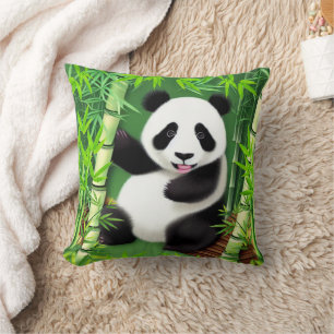 Süßer Panda in einem Bambuswald Kissen