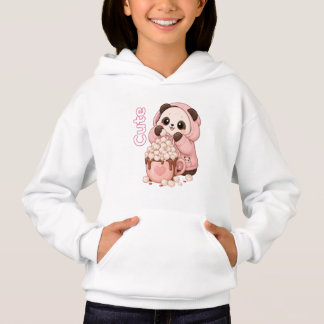 Süßer Panda in rosa Kapuzenpullover mit heißer Sch Hoodie