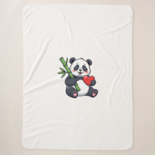 Süßer Panda mit Bambus - gemütliche Naturillustrat Sherpadecke
