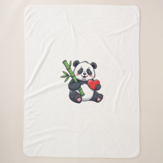 Süßer Panda mit Bambus - gemütliche Naturillustrat Sherpadecke