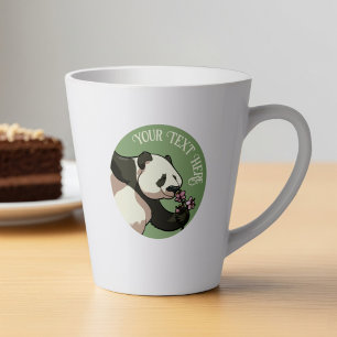 Süßer Panda mit individuellem Text Kirschblüten Ku Milchtasse