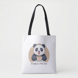 Süßer Panda mit Kaffee Tasche