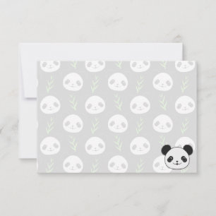 Süßer Panda-Muster-Bambus in Schwarz Weiß Grün Mitteilungskarte