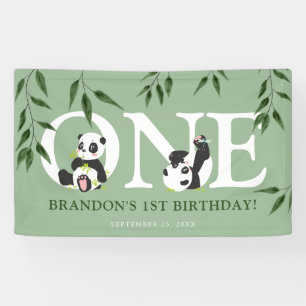 Süßer Panda Neutraler 1. Geburtstagsparty Banner