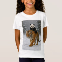 Süßer Panda reitet auf einem Tiger Kinder T-Shirt