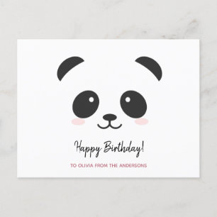 Süßer Panda Schwarz Weiß personalisierter Geburtst Postkarte