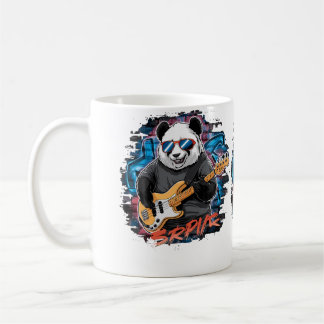 Süßer Panda spielt Bass-Gitarre Tier spielt Gitarr Kaffeetasse