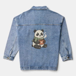 Süßer Panda - Tierillustration Café Jeansjacke