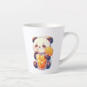 Süßer Panda trinkt Orangen Saft Tasse Kawaii Pan