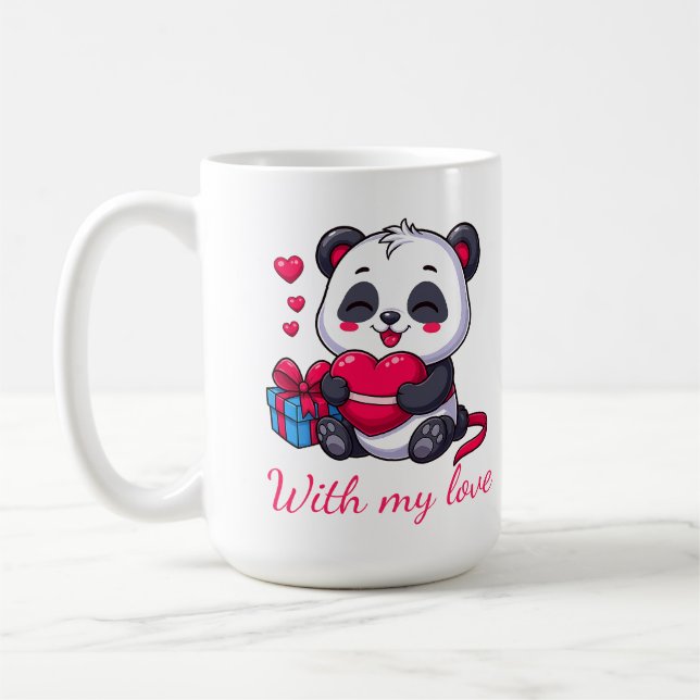 Süßer Panda umarmt Herz Kaffeetasse (Links)
