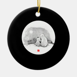 Süßer Panda und Eisbär Tierliebhaber Keramik Ornament