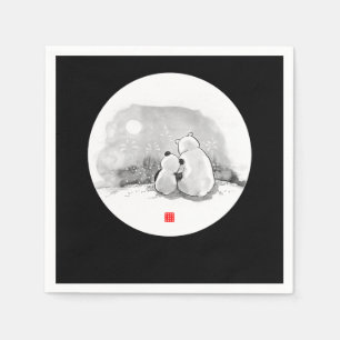 Süßer Panda und Eisbär Tierliebhaber Serviette