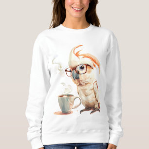 Süßer Papagei trinkt Kaffee Sweatshirt