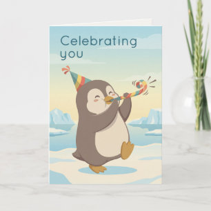 Süßer Party Pinguin Feiere dich zum Geburtstag Karte