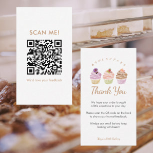 Süßer Pastell-Cupcake Hinterlasse eine Bewertung Q Visitenkarte